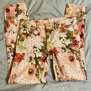 Tory Burch Izzy Pink and Cream Floral Jeans